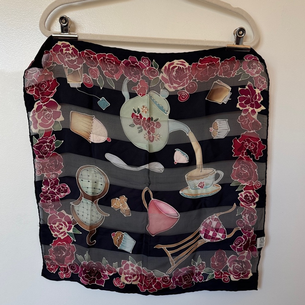 Silk Scarf with Floral Design